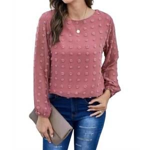 NEW SHIYING swiss dot blouse in faded rose